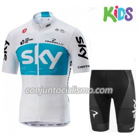 Conjunto Maillot + Culotte Corto 2018 Team Sky Niños N001